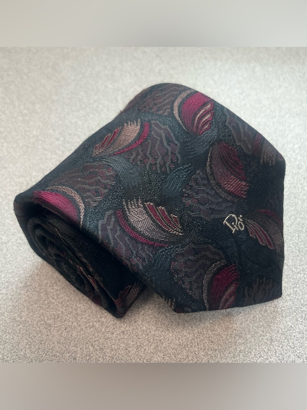 Vintage Christian Dior Monsieur Brocade Tie Designer Spell Out Made In USA